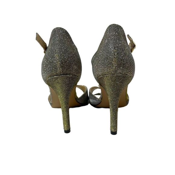 Adrienne Vittadini Gina gold glitter T strap open toe high heels size 7 - Picture 5 of 16